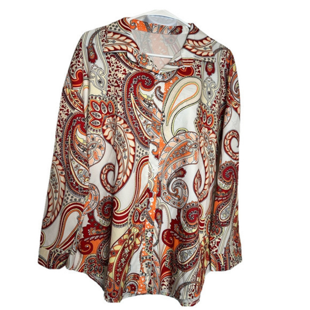 Beautiful silky-style paisley button down shirt
